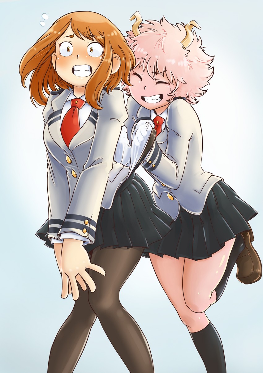 uraraka ochaco and ashido mina (boku no hero academia) drawn by iloforma
