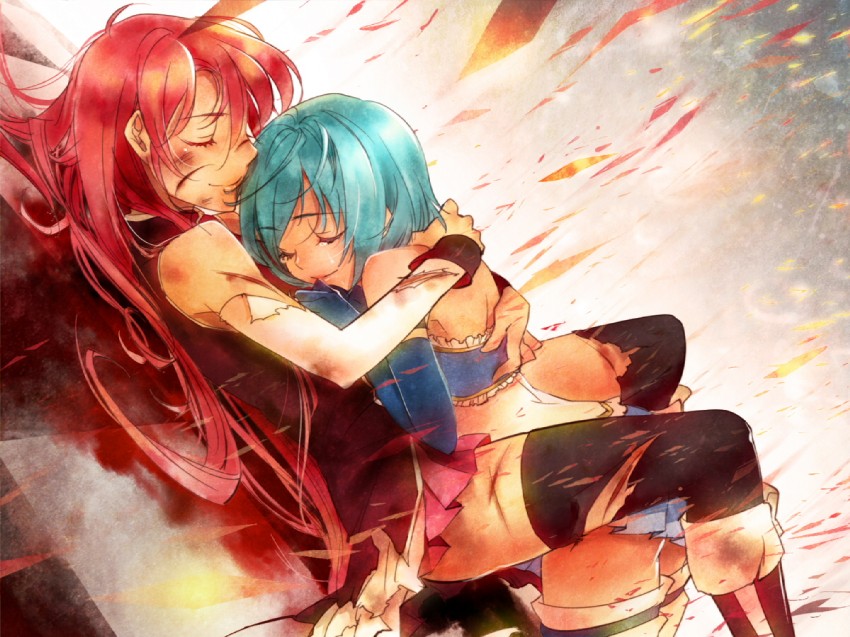 miki sayaka and sakura kyoko (mahou shoujo madoka magica) drawn by tamachi_kuwa