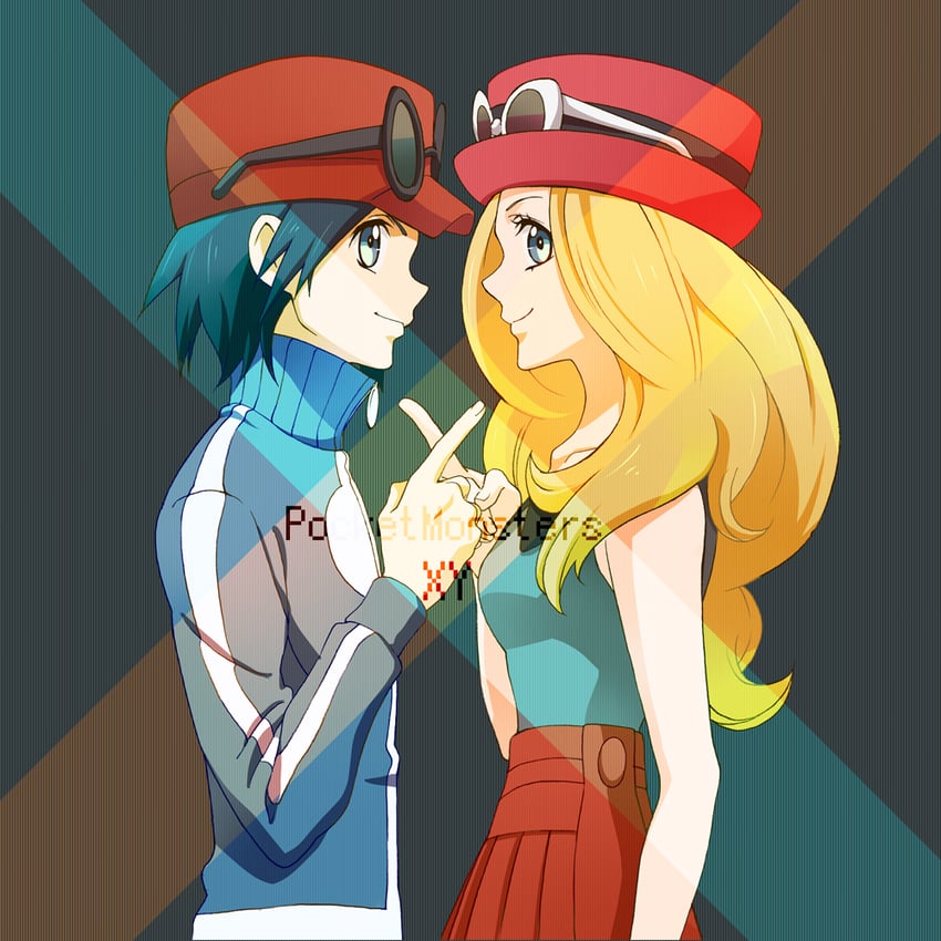 serena and calem (pokemon and 1 more) drawn by dante0909