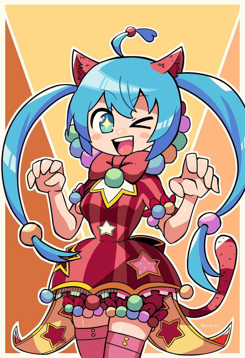 hatsune miku and wonderlands x showtime miku (vocaloid and 1 more) drawn by zachu_(nyzt)