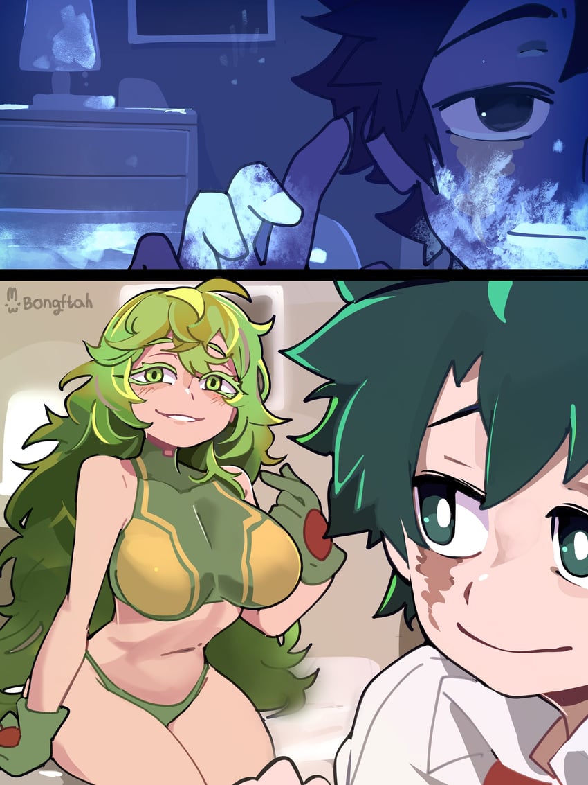 midoriya izuku and hagakure toru (boku no hero academia) drawn by bongfill