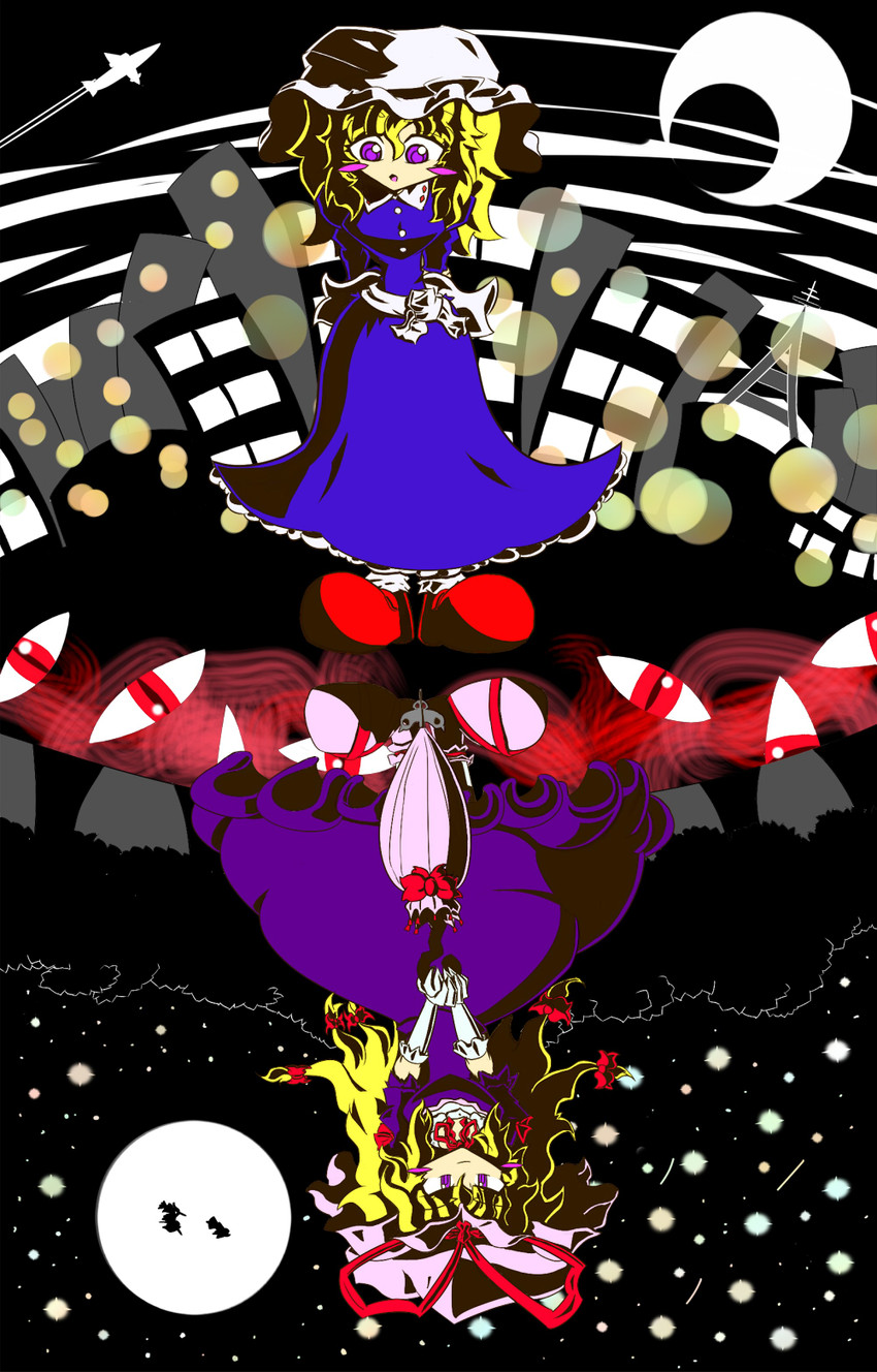 hakurei reimu, kirisame marisa, yakumo yukari, and maribel hearn (touhou) drawn by kuchibashi_(9180)