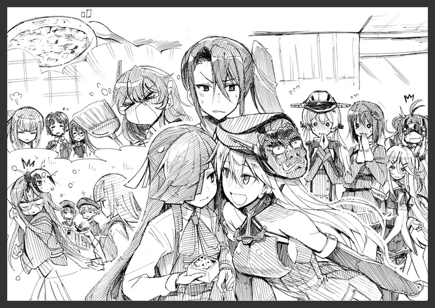 ooyodo, prinz eugen, bismarck, kasumi, naka, and 11 more (kantai collection) drawn by tsuji_kazuho