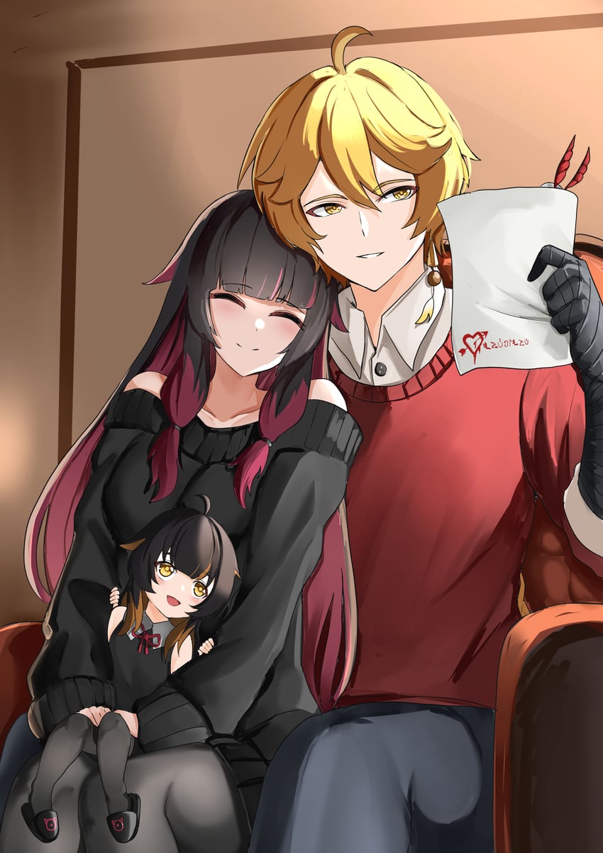 aether and columbina (original and 1 more) drawn by tian_kazuki