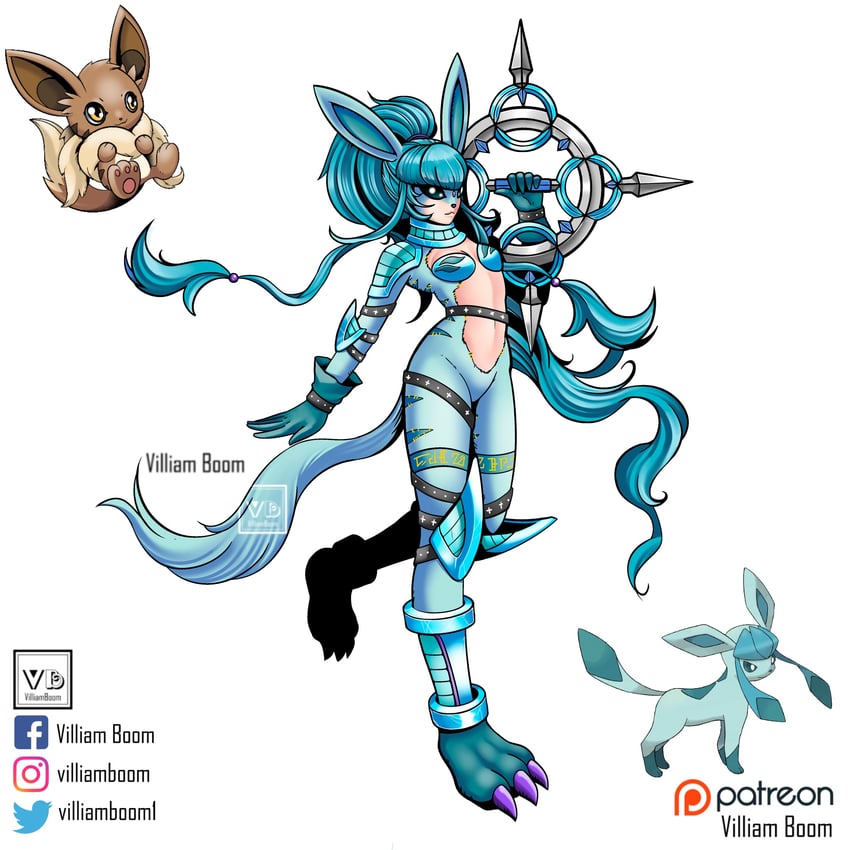eevee and glaceon (pokemon and 1 more) drawn by villiam_boom