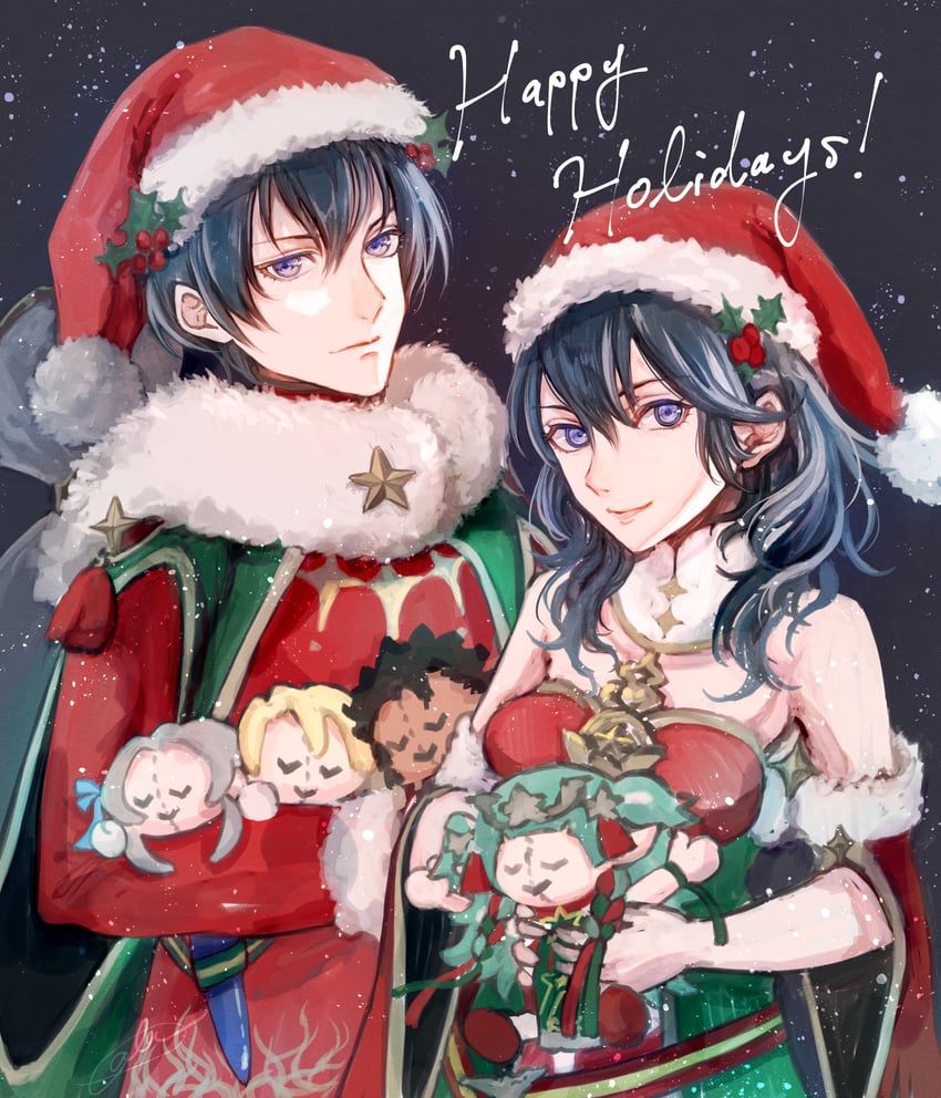 female byleth, edelgard von hresvelg, dimitri alexandre blaiddyd, male byleth, claude von riegan, and 1 more (fire emblem and 2 more) drawn by eula_rito