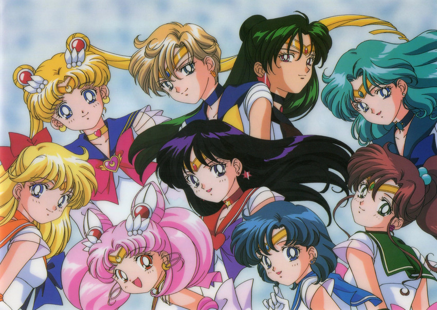 tsukino usagi, sailor moon, mizuno ami, aino minako, hino rei, and 15 more (bishoujo senshi sailor moon and 1 more) drawn by tominaga_mari