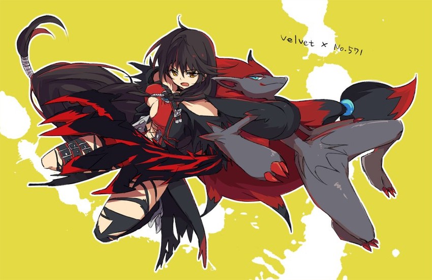 velvet crowe and zoroark (pokemon and 2 more) drawn by nakariku