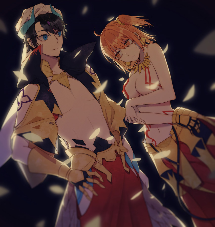 fujimaru ritsuka and gilgamesh (fate and 2 more) drawn by zarea