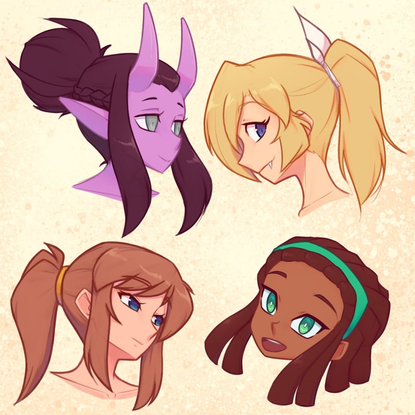 hat kid, nelly, kora, and jade (original and 1 more) drawn by xyronii