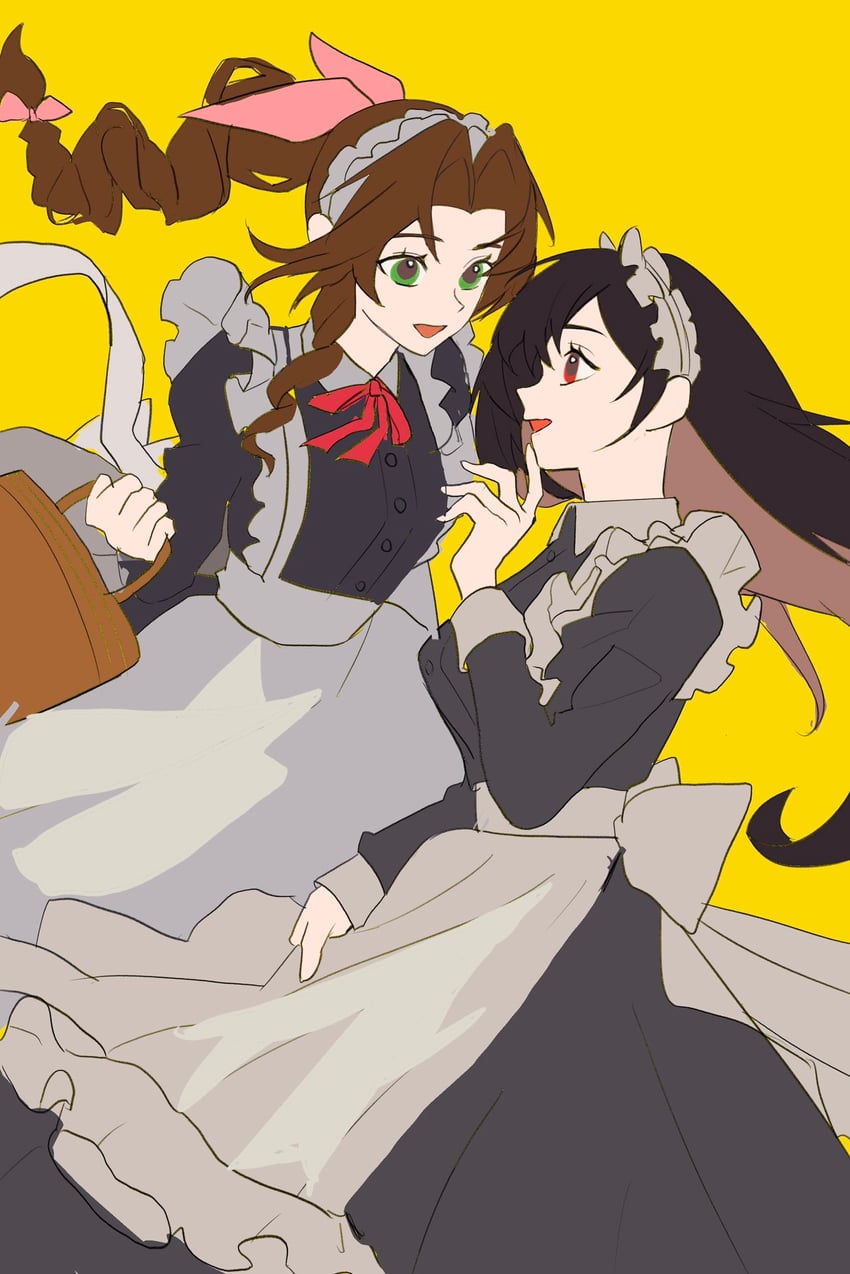 tifa lockhart and aerith gainsborough (final fantasy and 1 more) drawn by enju_clerith