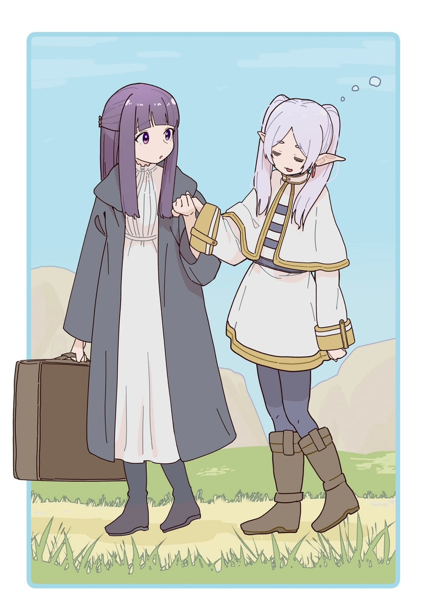 frieren and fern (sousou no frieren) drawn by hanten_(hantennano)