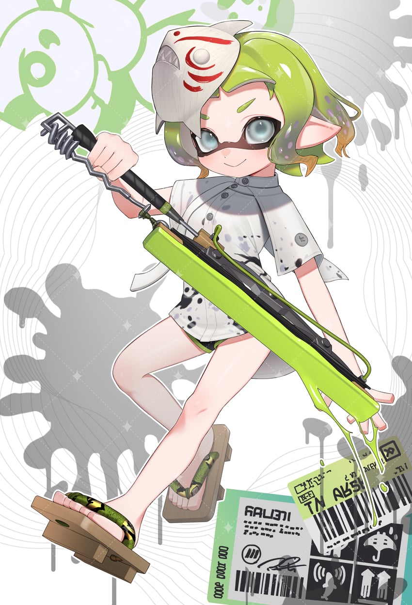 inkling player character and inkling girl (splatoon and 1 more) drawn by puchiman