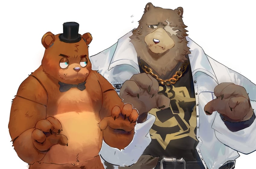 ben bigger and freddy fazbear (zenless zone zero and 1 more) drawn by makfuno