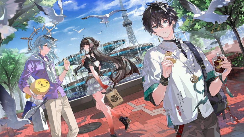 dan heng, sunday, and lingsha (honkai and 1 more) drawn by lunar_(lunar_815)