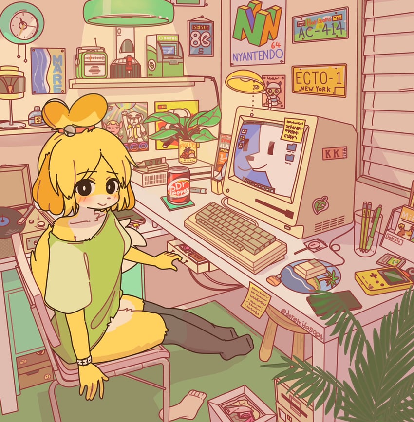 isabelle, villager, k.k. slider, and fuchsia (animal crossing and 2 more) drawn by mike_no_hito