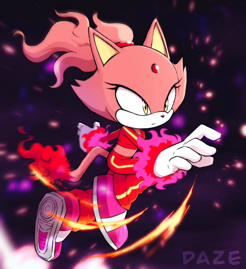 blaze the cat and burning blaze (sonic) drawn by xdaze