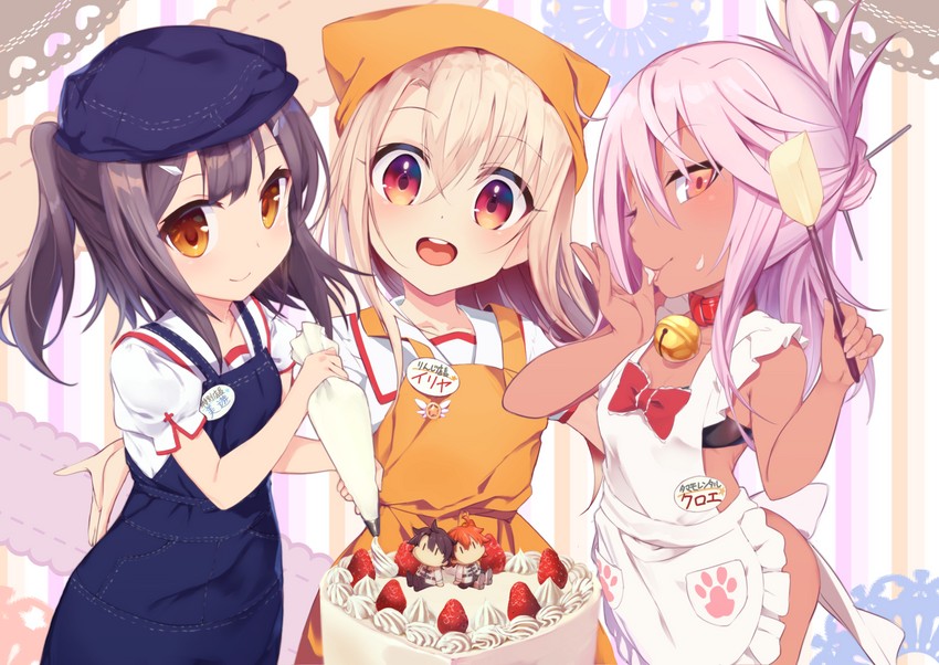 fujimaru ritsuka, tamamo, illyasviel von einzbern, chloe von einzbern, miyu edelfelt, and 2 more (fate and 2 more) drawn by p_answer