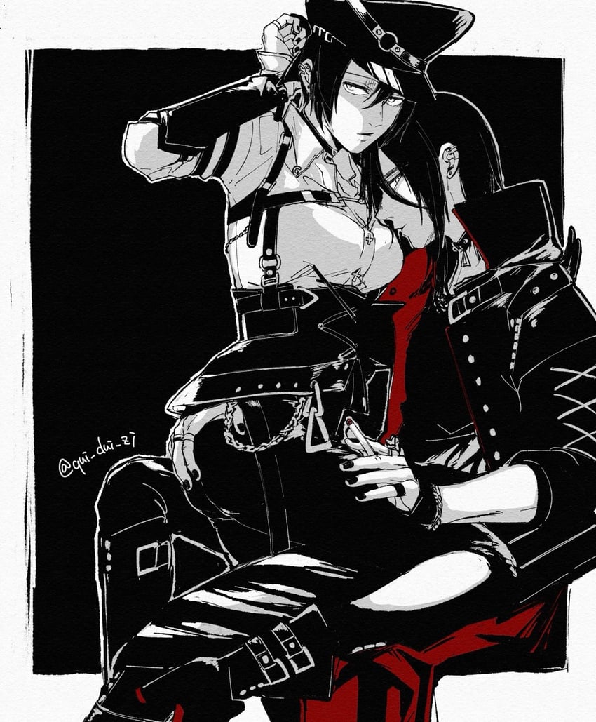 mikasa ackerman and eren yeager (shingeki no kyojin) drawn by qui_dui_zi