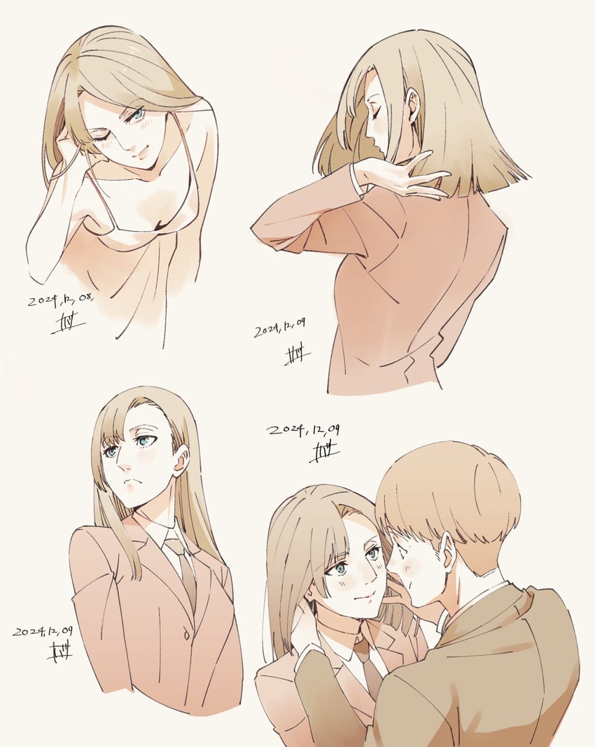 armin arlert and annie leonhart (shingeki no kyojin) drawn by grasshopper193