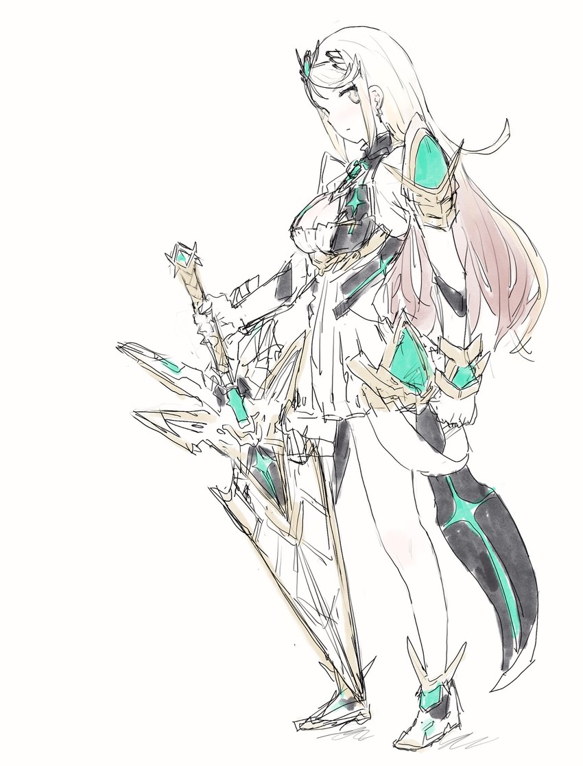 mythra (xenoblade chronicles and 1 more) drawn by miusa