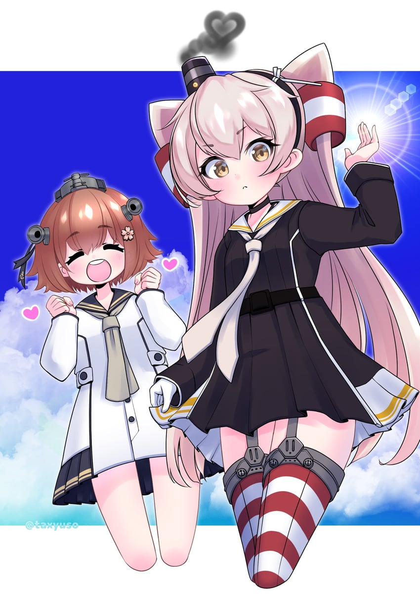 amatsukaze, yukikaze, yukikaze kai ni, and amatsukaze kai ni (kantai collection) drawn by fuyuse_takumi