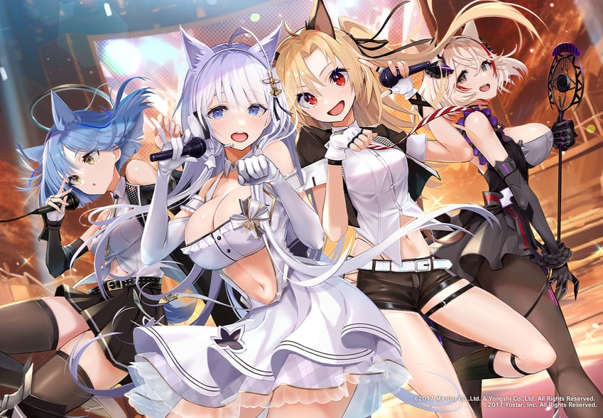 illustrious, cleveland, roon, and gascogne (azur lane) drawn by mappaninatta