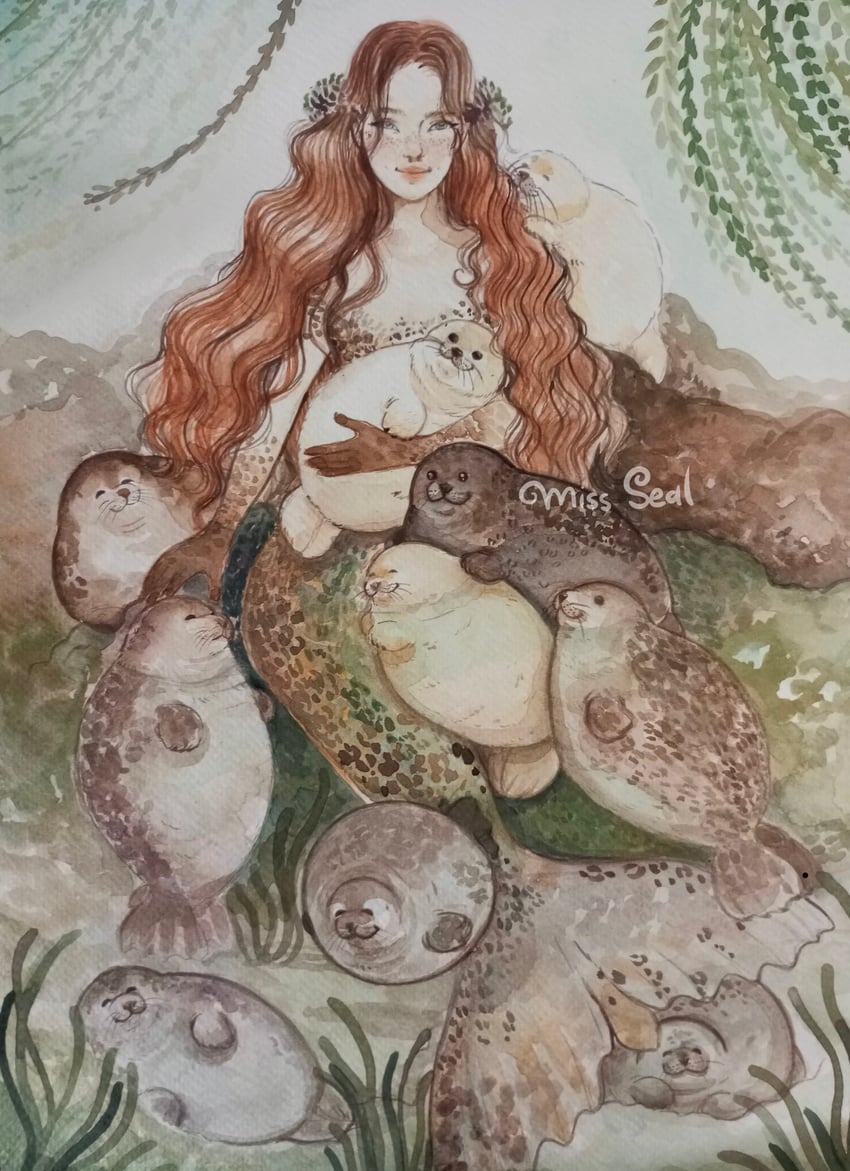 selkie (norse mythology and 1 more) drawn by miss_seal