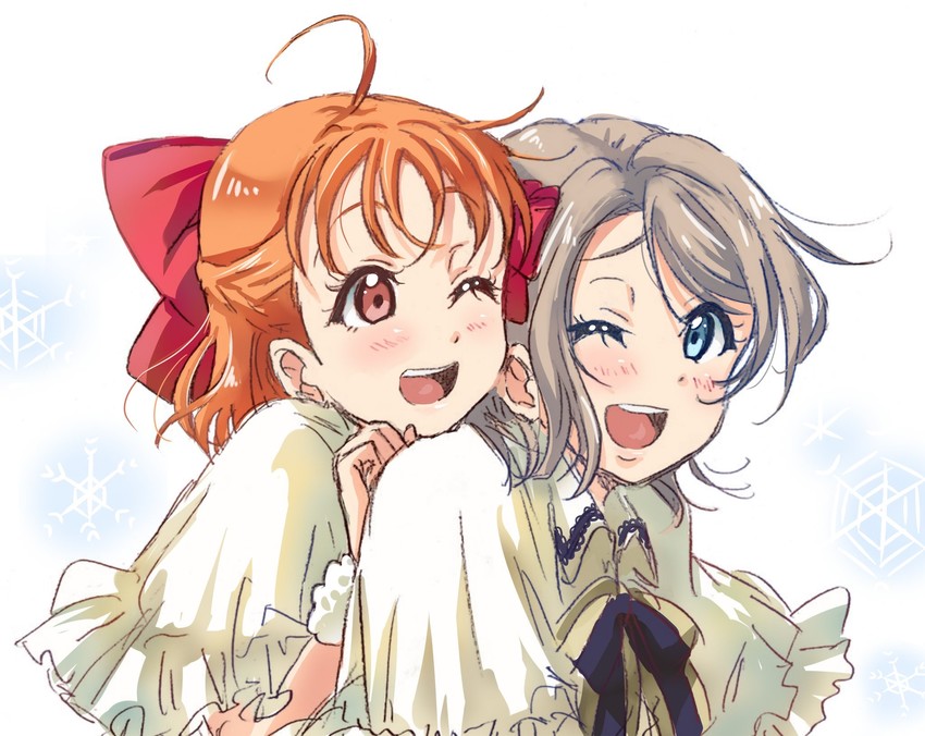 watanabe you and takami chika (love live! and 1 more) drawn by rippe