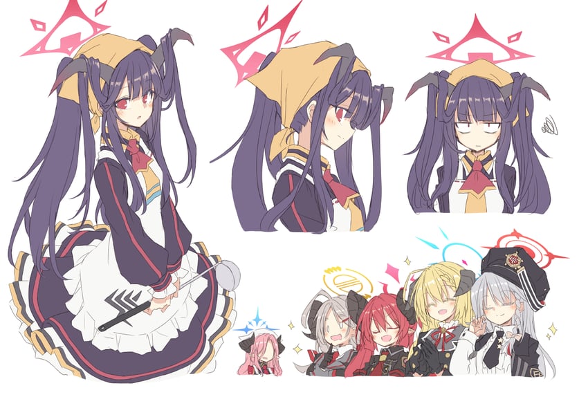 haruna, fuuka, junko, izumi, akari, and 1 more (blue archive) drawn by satou_kibi