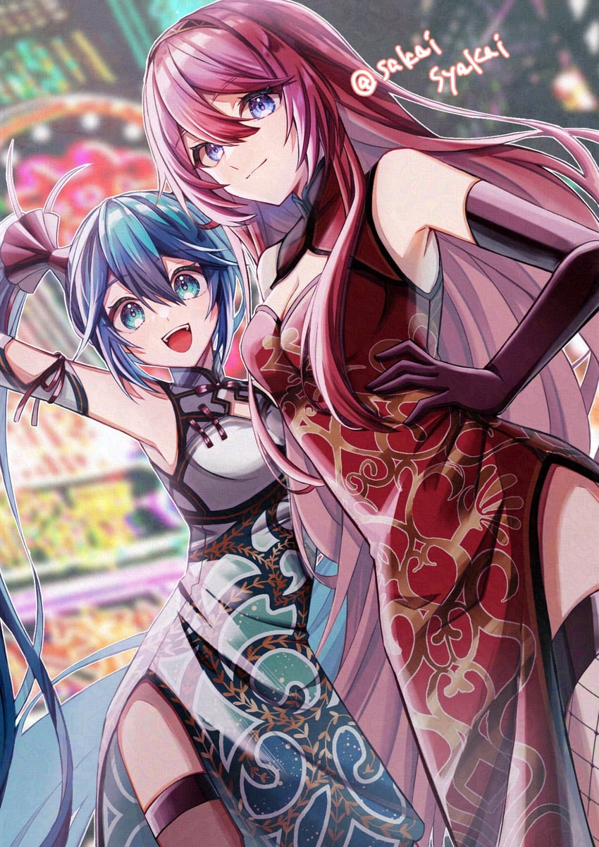 hatsune miku and megurine luka (vocaloid and 3 more) drawn by sakaisyakai