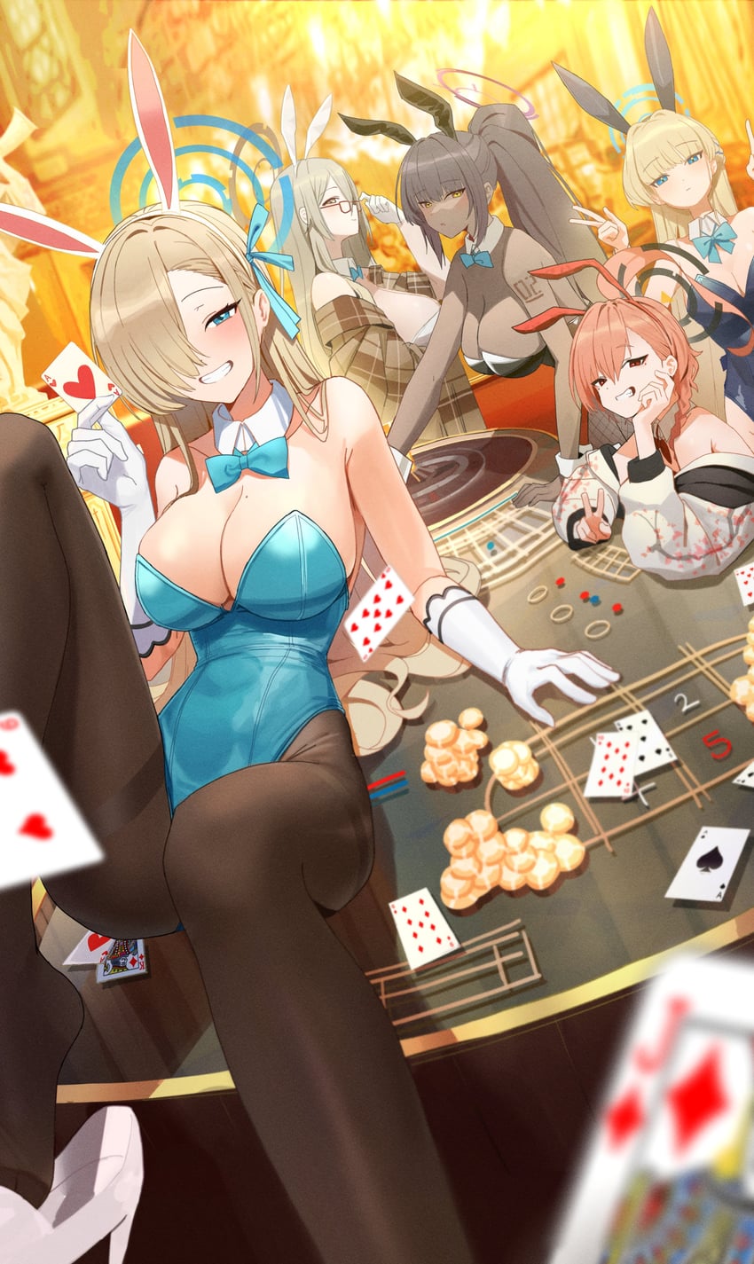 asuna, toki, karin, neru, and akane (blue archive) drawn by zanya_000