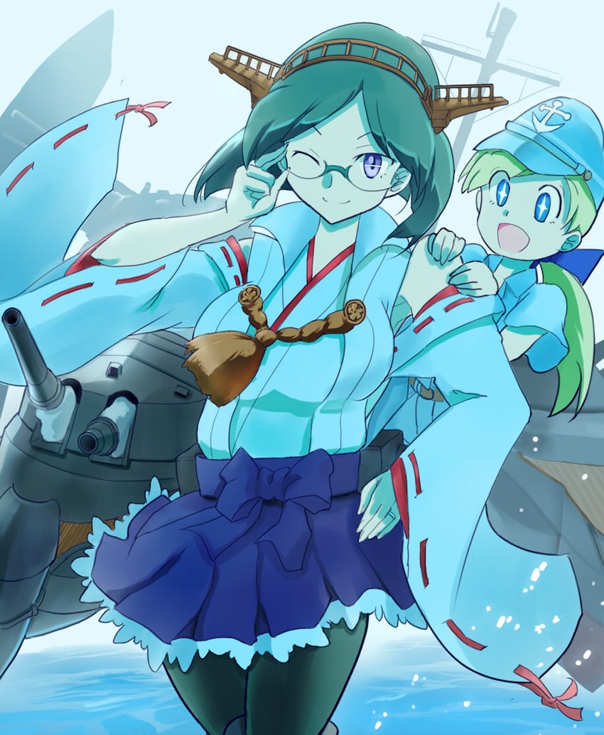 female admiral, kirishima, kirishima kai ni, and little girl admiral (kantai collection) drawn by inui_(jt1116)
