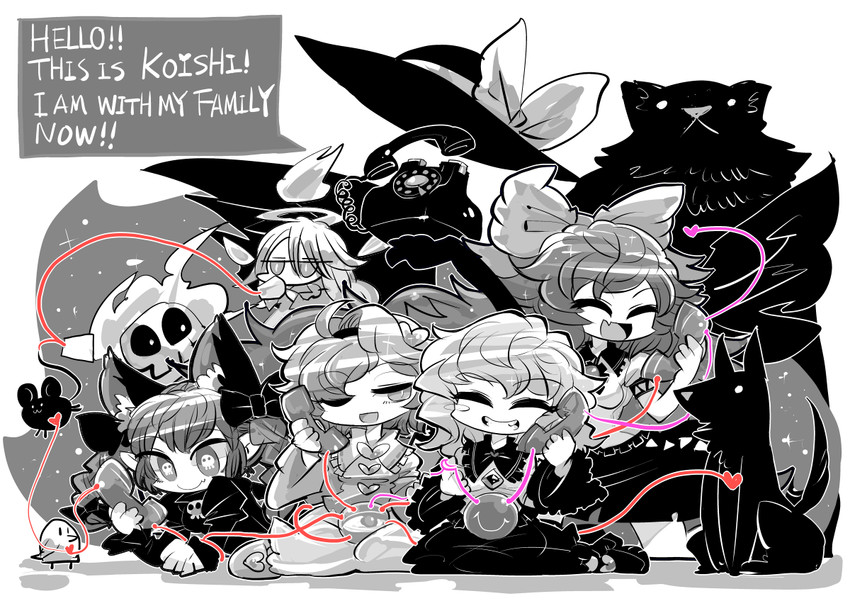 komeiji koishi, komeiji satori, kaenbyou rin, reiuji utsuho, and zombie fairy (touhou) drawn by yt_(wai-tei)