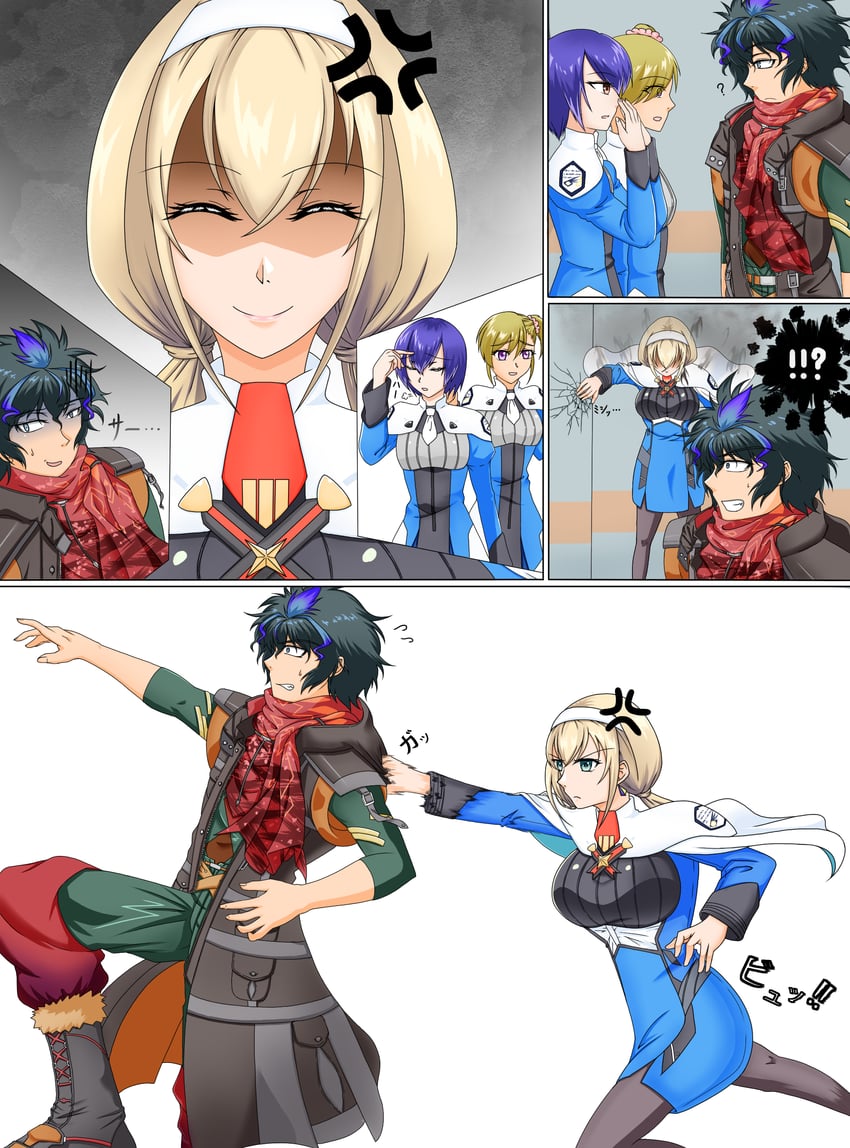 mitsuba greyvalley, edge sainklaus, miyu incomes, and irene beclair (super robot wars and 1 more) drawn by leo_(dyuminas)