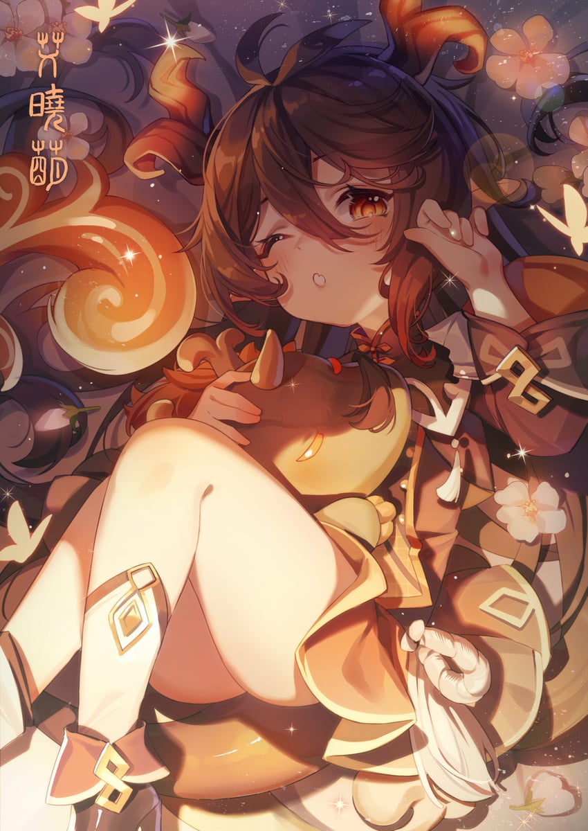 hu tao and rex lapis (genshin impact) drawn by ai_xiao_meng