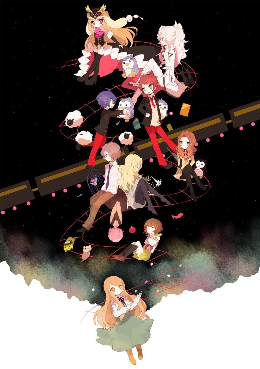 takakura himari, princess of the crystal, takakura shouma, takakura kanba, oginome ringo, and 9 more (mawaru penguindrum) drawn by amesawa_mokke