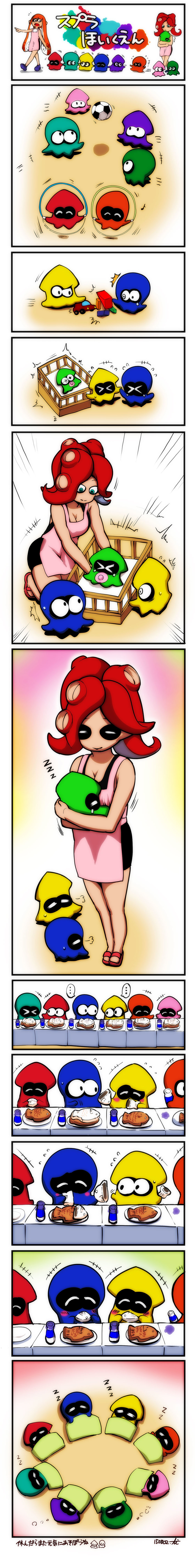 inkling player character, inkling girl, octoling player character, and takozonesu (splatoon and 1 more) drawn by yoshida_inuhito