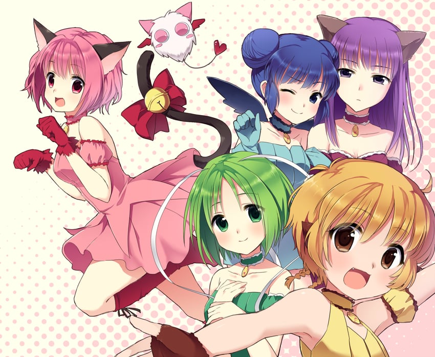 momomiya ichigo, mew ichigo, aizawa mint, fujiwara zakuro, midorikawa lettuce, and 6 more (tokyo mew mew) drawn by yoshino_saku