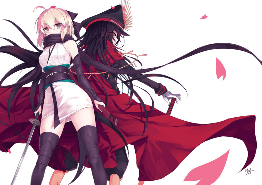 okita souji and oda nobunaga (fate and 1 more) drawn by beancurd