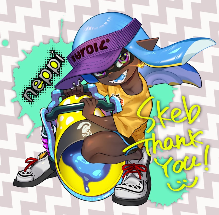 inkling player character and inkling girl (splatoon) drawn by naoki_(oosuko)