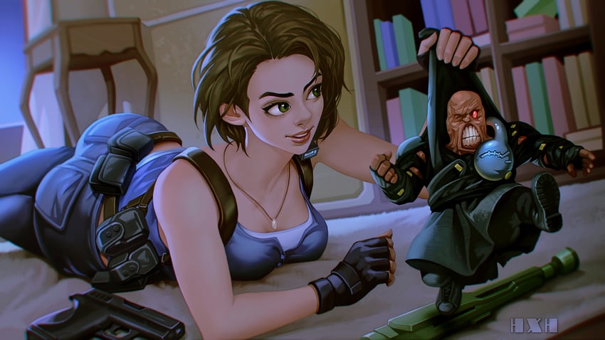 jill valentine and nemesis (resident evil and 2 more) drawn by halhe