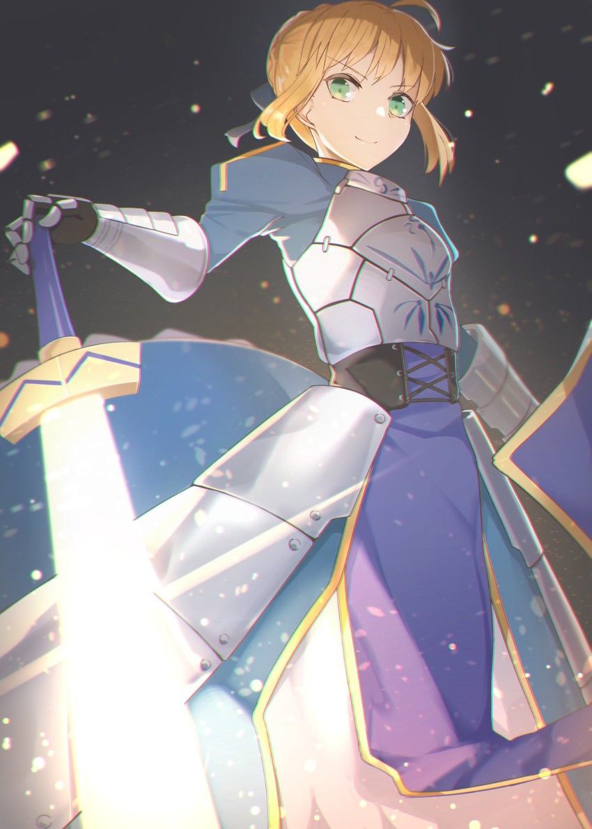 artoria pendragon and saber (fate and 1 more) drawn by tostos