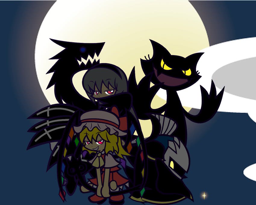 flandre scarlet, suigintou, meta knight, popoi, and black popoi (touhou and 4 more) drawn by y&k