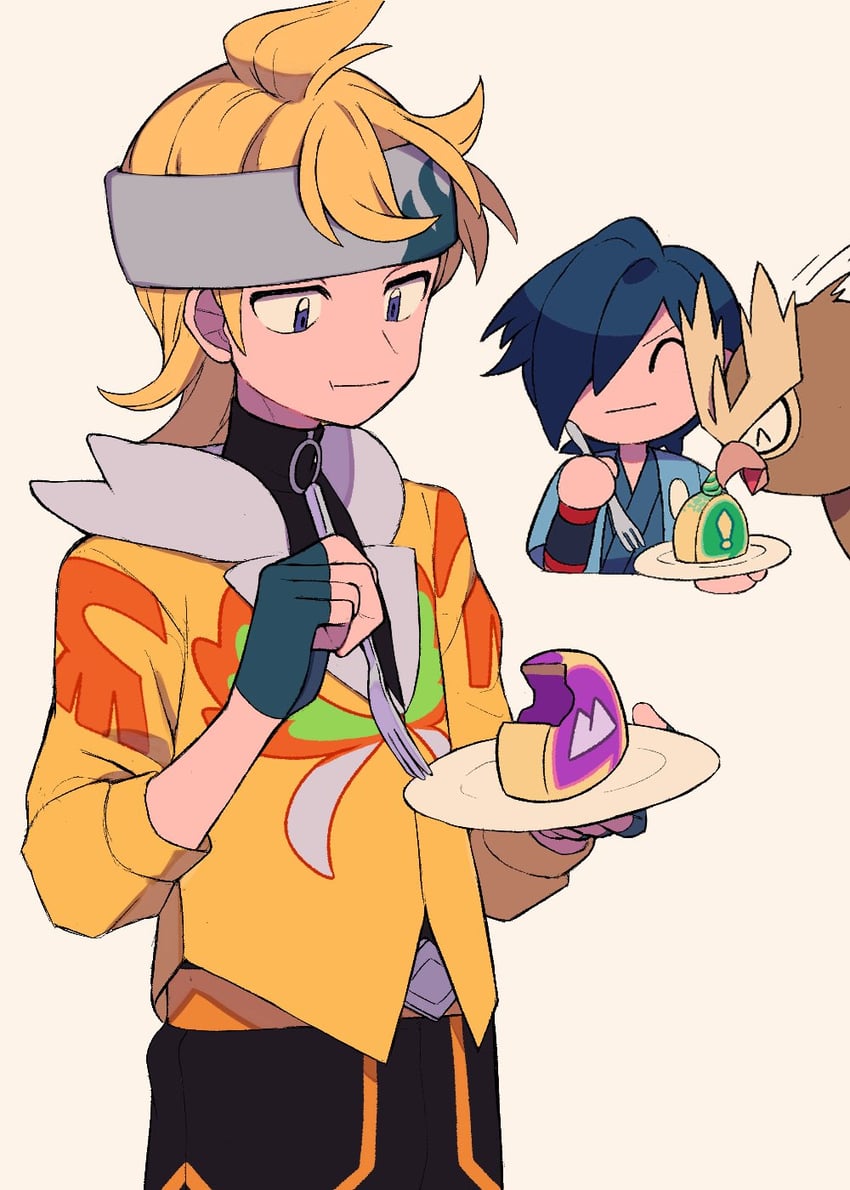 morty, falkner, and noctowl (pokemon and 2 more) drawn by tyako_089