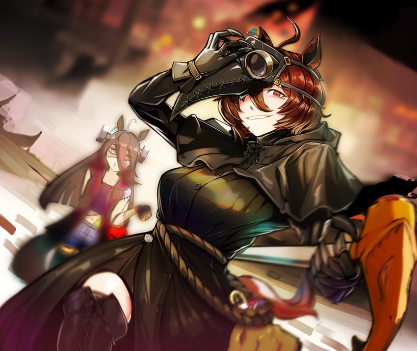 agnes tachyon, manhattan cafe, and frankenstein's monster (umamusume and 1 more) drawn by cell_(fu_cell)