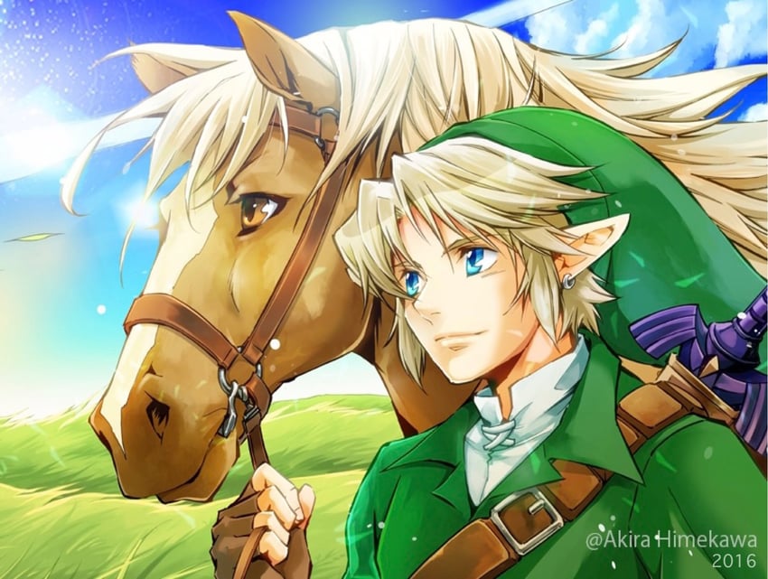 link and epona (the legend of zelda and 1 more) drawn by himekawa_akira
