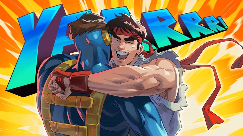 ryu and cyclops (street fighter and 5 more) drawn by diepod