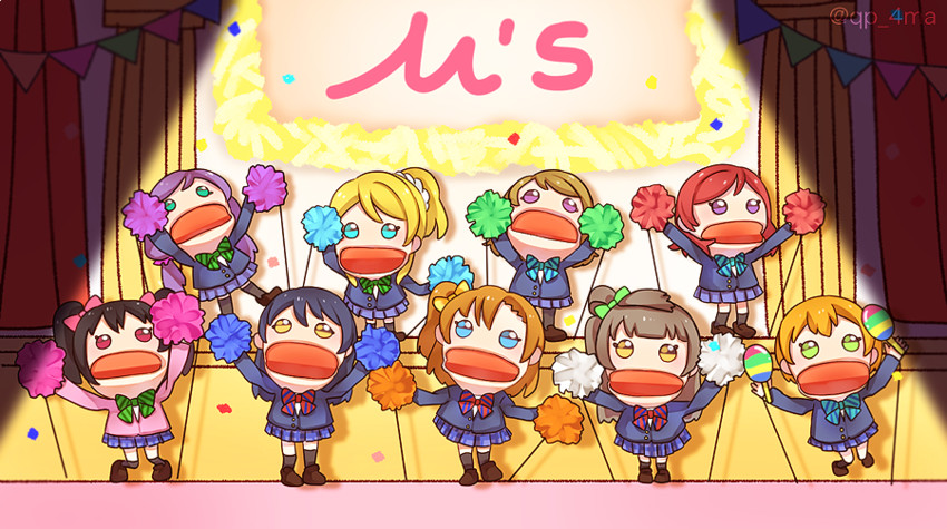 nishikino maki, tojo nozomi, sonoda umi, yazawa nico, ayase eli, and 4 more (love live! and 2 more) drawn by shima_(mahirooon)