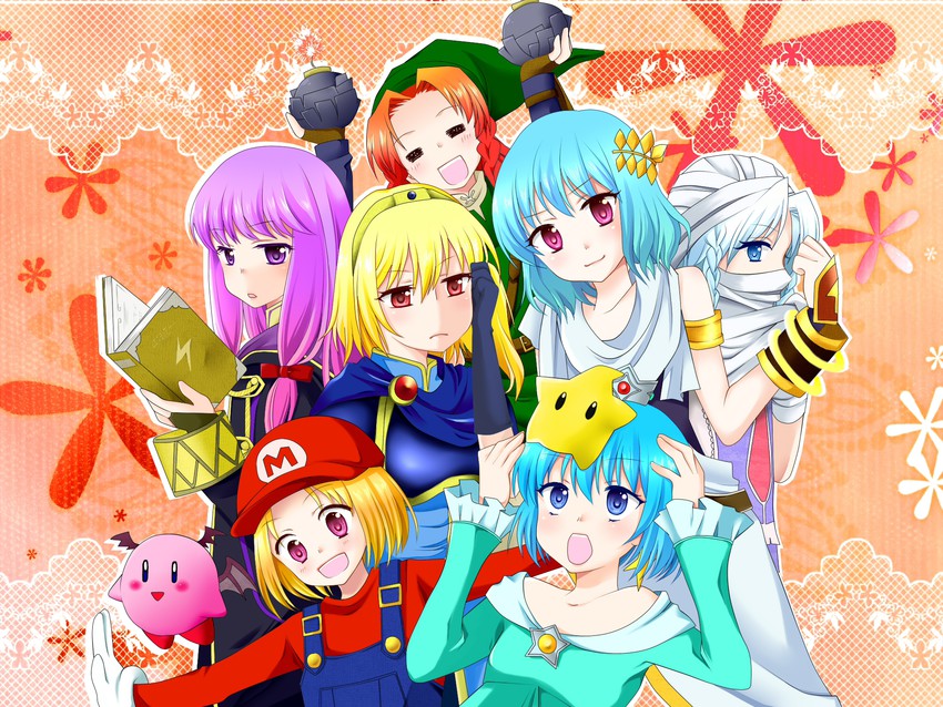 remilia scarlet, flandre scarlet, izayoi sakuya, cirno, patchouli knowledge, and 12 more (touhou and 9 more) drawn by saya_(samuraisimai)